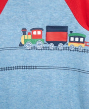 Load image into Gallery viewer, LIttle Me Train Stripe 2pk Coverall