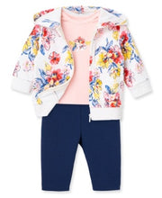Load image into Gallery viewer, Little Me Floral 3pc Hoodie Set