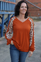 Load image into Gallery viewer, Burnt Orange &amp; Floral Top
