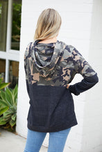 Load image into Gallery viewer, Curvy Camo/Charcoal Knit Hoodie
