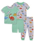 Children's pajama set with cartoon characters on a green background