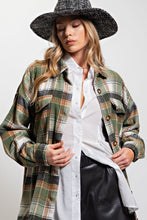 Load image into Gallery viewer, Curvy Size-Plaid Button-Down Shacket
