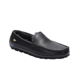 Black loafer shoe on a white background