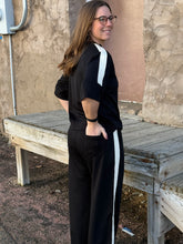 Load image into Gallery viewer, Black Top with Cream Trim
