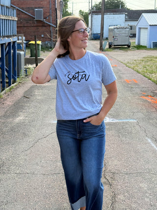 MinneSota Script Graphic Tee – Ultra-Soft Heather Grey Pride Shirt