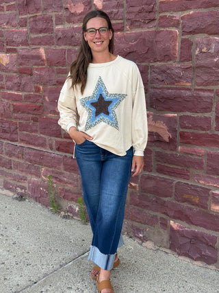 The Stella Studded Star Applique Pullover