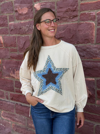 The Stella Studded Star Applique Pullover