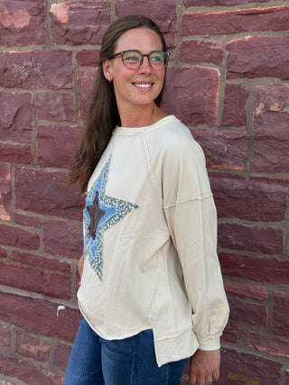 The Stella Studded Star Applique Pullover