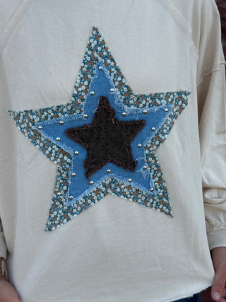 The Stella Studded Star Applique Pullover