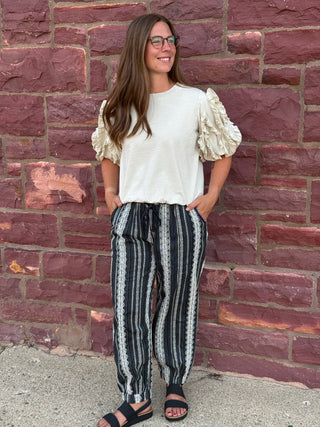 Wanderlust Boho Striped Jogger Pants – Lightweight Relaxed Fit