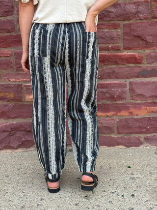 Wanderlust Boho Striped Jogger Pants – Lightweight Relaxed Fit
