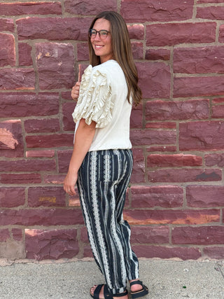 Wanderlust Boho Striped Jogger Pants – Lightweight Relaxed Fit