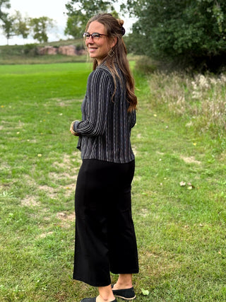 Luna Seam-Detail Crop Knit Pull-On Ankle Pants