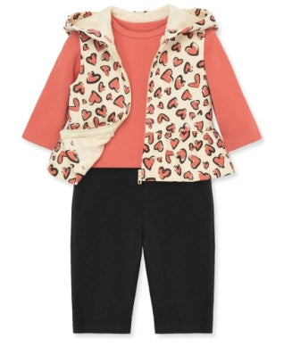 Little Me Leo Hearts 3pc Vest Set