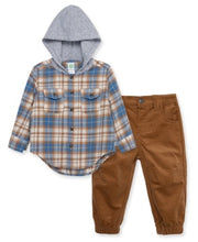 Load image into Gallery viewer, Little Me Blue Plaid Woven Pant Set
