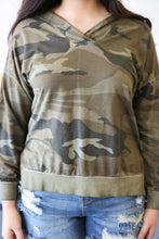 Load image into Gallery viewer, Long Sleeve Hooded Top In Stone Camo
