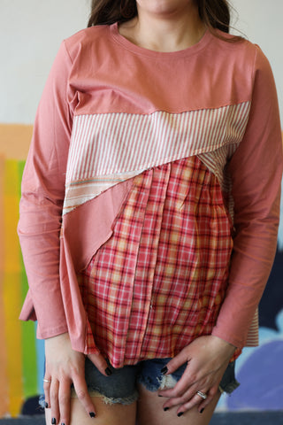 Long Sleeve Top In Faded Coral
