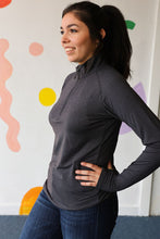 Load image into Gallery viewer, 3/4 Zip Up Athletic Top  In Charcoal Gray
