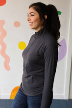 Load image into Gallery viewer, 3/4 Zip Up Athletic Top  In Charcoal Gray
