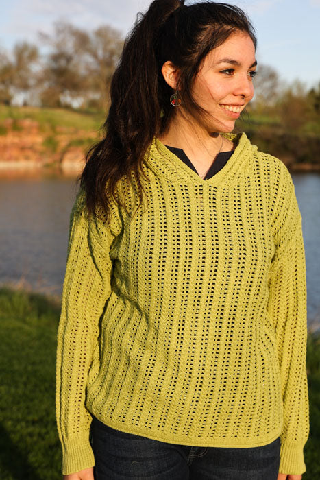 Mesh Sweater In Pear Green
