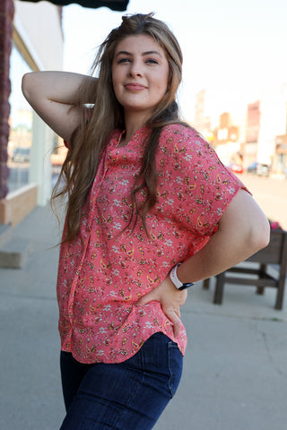 Floral Top In Rose Pink