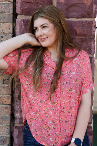 Floral Top In Rose Pink