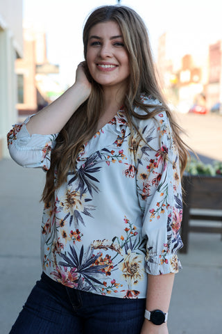 3/4 Sleeve Floral Top