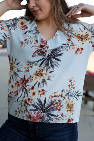 3/4 Sleeve Floral Top