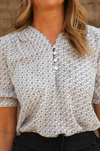 Load image into Gallery viewer, Short Sleeve  Patterned Top In White
