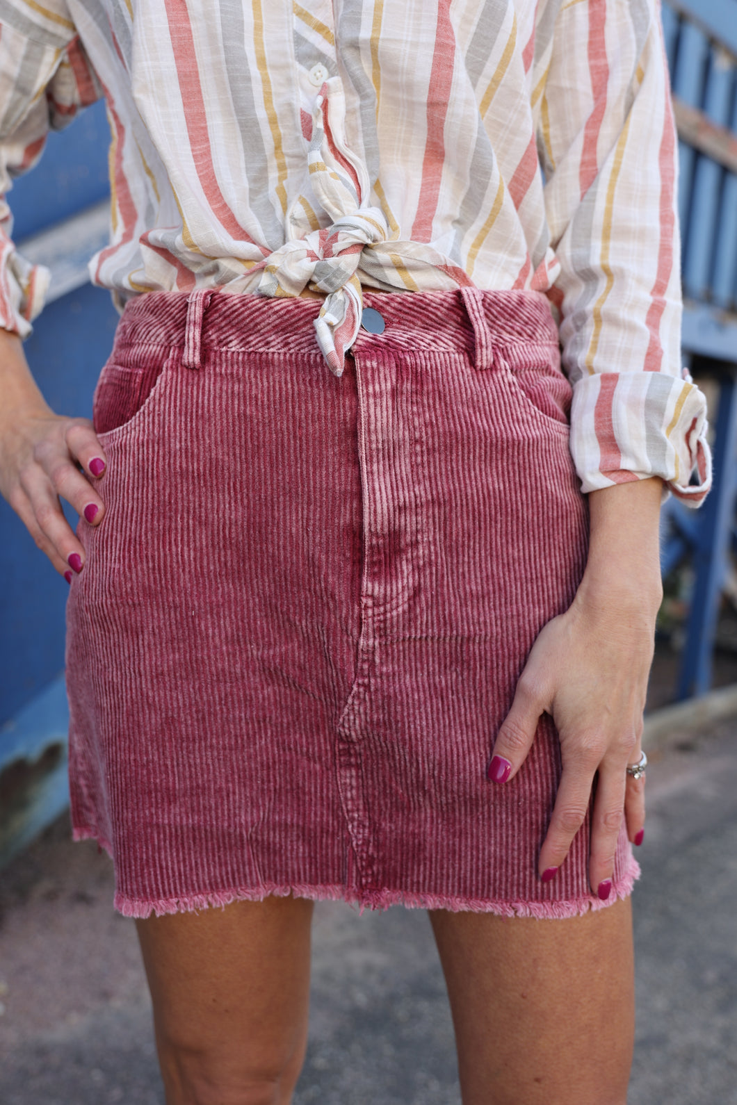Corduroy Skirt In Berry Pink