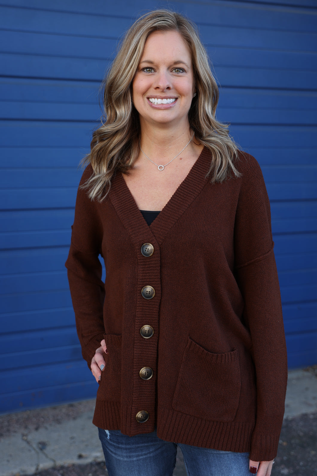 Button Up Cardigan In Copper