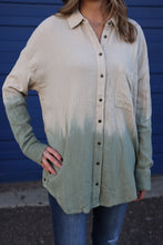 Load image into Gallery viewer, Button Up Blouse In Sage &amp; Khaki
