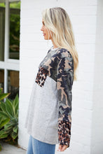 Load image into Gallery viewer, Curvy Camouflage/Animal Color Block Knit Top
